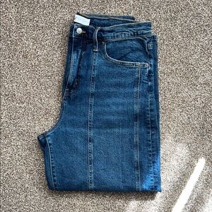 JESSICA SIMPSON Barrel Wide Leg Blue Denim Jeans With Pleat Detail Size 12